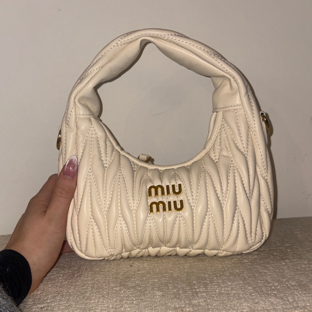 Miu Miu Ivory Quilted Shoulder Bag